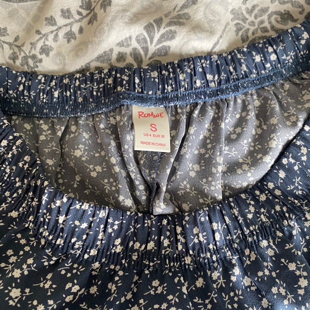 Blue Floral Romwe Skirt